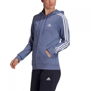 adidas 3 Stripe Zip Fleece Track Hoodie Ladies - Violet/White