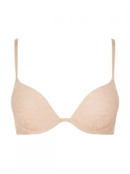 DKNY Signature scribble plunge push up bra Nude