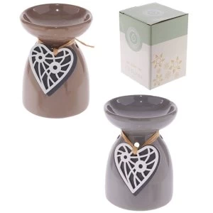 Wooden Heart Motif (1 Random Supplied) Ceramic Oil Burner