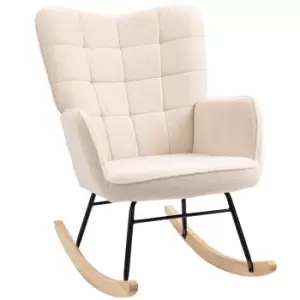 HOMCOM Wingback Rocking Chair for Nursing, Berber Fleece Nursery Glider Rocker, Modern Armchair for Living Room, Beige