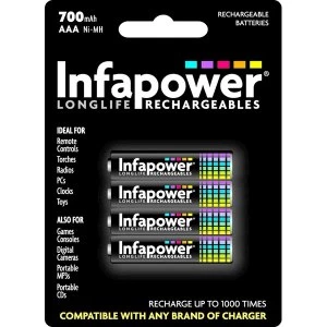 Infapower AAA 700mah Ni-MH Rechargeable Batteries (4 Pack)