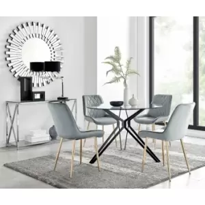 Cascina Dining Table and 4 Grey Pesaro Gold Leg Chairs - Elephant Grey