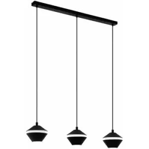 Pendant Ceiling Light 3 Bulb Colour Black Shade White Plastic Bulb GU10 3x5W Inc