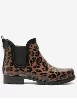 Barbour International Assen Chelsea Leopard Wellington - Brown, Size 5, Women