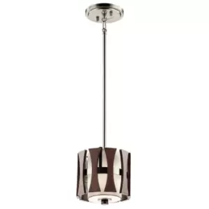 1 Bulb Ceiling Pendant Light Fitting Auburn Stained Wood LED E27 100W Bulb