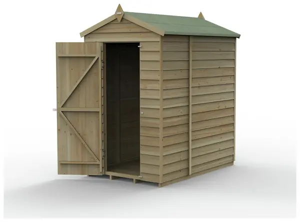 Forest 4Life Wooden Overlap Windowless Apex Shed - 6 x 4ft