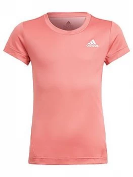 adidas Girls Junior G A.R. 3-Stripes T-Shirt - Pink/White, Size 3-4 Years, Women
