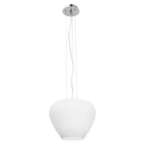 Glendale Dome Pendant Ceiling Light Chrome Aluminium Opal Glass LED E27 - Merano