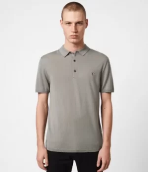 AllSaints Mens Mode Merino Short Sleeve Polo Shirt, Calke Green, Size: XXL