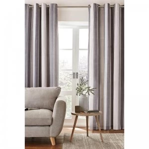 Herringbone Stripe Lined Eyelet Curtains