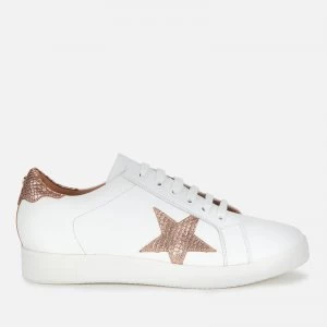 Dune Womens Edris S Leather Cupsole Trainers - White/Rose Gold - UK 3