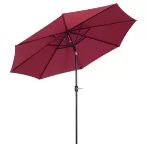 Outsunny Patio Umbrella Outdoor Sunshade Canopy With Tilt And Crank - Wine Red