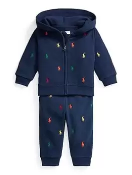 Ralph Lauren Baby Boys All Over Pony Jog Set - Navy, Size 24 Months