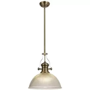 Luminosa Lighting - Telescopic Dome Ceiling Pendant E27 With 38cm Dome Glass Shade, Antique Brass, Clear