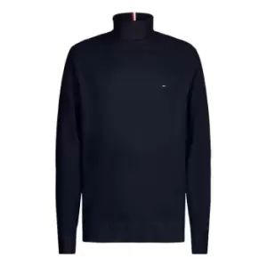 Tommy Hilfiger Pima Roll Neck Jumper - Blue