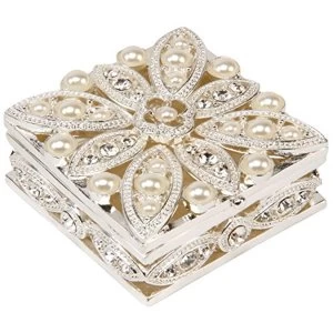 Sophia Silverplated Trinket Box - Pearl Flower