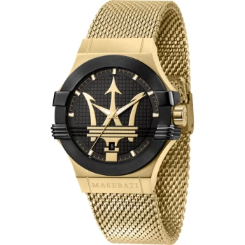 Maserati R8853108006 Mens Gold Tone Steel Mesh Potenza Wristwatc Colour - Black