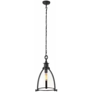 Ceiling Pendant Light Aged Bronze Plate & Clear Glass 40W E27 GLS e10790