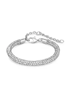 Rhodium Crystal Diamante Tube Bracelet