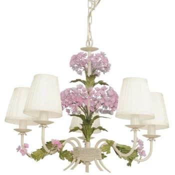 Fan Europe Lighting - Fan Europe ORTENSIA 5 Light Chandeliers with Shades Ivory, Fabric 59x46cm