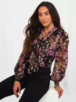 Joe Browns Oh So Stunning Floral Blouse - Black, Size 14, Women