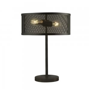 Searchlight 2822-2BK Fishnet 2 Light Table Lamp In Matt Black