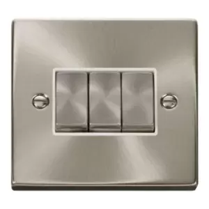 Click Deco 10 AX 2 Way Plate Switch Satin Chrome White VPSC413WH