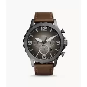 Fossil Mens Nate Chronograph Leather Watch - Brown