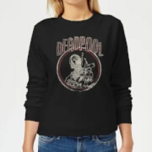 Marvel Deadpool Vintage Circle Womens Sweatshirt - Black