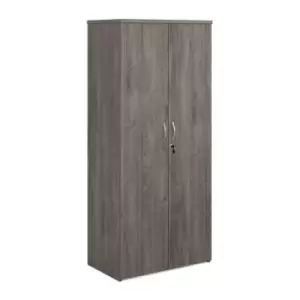 Universal double door cupboard 1790mm high with 4 shelves - grey oak