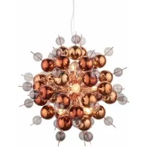 Copper Plated Ceiling Pendant with Tinted Glass Spheres Decorative Light Fitting