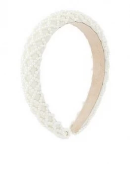 Accessorize Padded Pearly Criss Cross Alice Headband - Nude