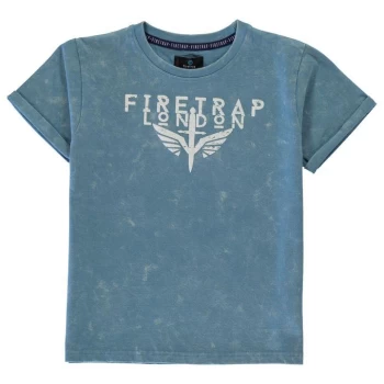 Firetrap Acid Wash T Shirt Junior Boys - Blue Wash