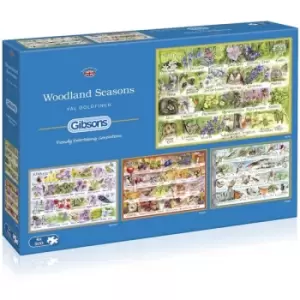 Gibsons Woodland Seasons 4 x 500 Piece Jigsaw Puzzle Collection