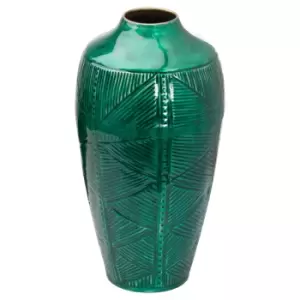 Hill Interiors Aztec Collection Embossed Vase (One Size) (Green/Brass)