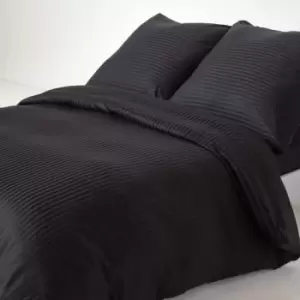 Black Continental Egyptian Cotton Duvet Cover Set 330 Thread Count, 240 x 220cm - Black - Black - Homescapes