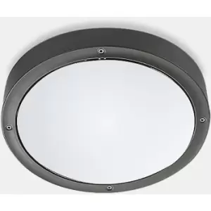 Leds-C4 Basic - Outdoor LED Round Flush Ceiling Light Basic Aluminium Grey 26cm 1488lm 4000K IP65