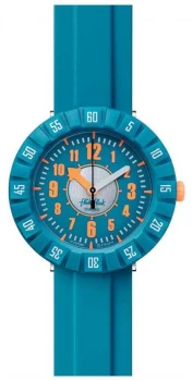 Flik Flak TEAL MY MIND Blue Silicone Strap Blue Dial Watch