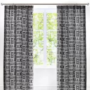 Football Grey Pencil Pleat Curtains 66cm x 72cm Grey