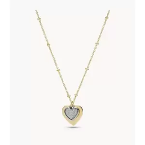 Fossil Womens Sutton Mommy And Me Two-Tone Stainless Steel Heart Pendant Necklace - Gold