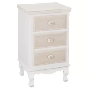 Jule White 3 Drawer Bedside Table White/Natural