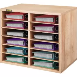 VEVOR Wood Literature Organizer, 12 Compartments, Adjustable Shelves, Medium Density Fiberboard Mail Center, Office Home School Storage for Files, Doc