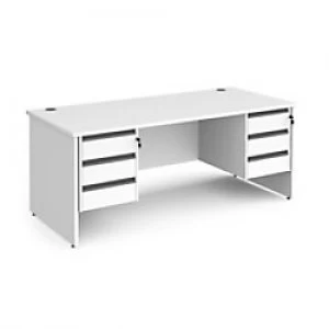 Dams International Straight Desk with White MFC Top and Graphite Frame Panel Legs and 2 x 3 Lockable Drawer Pedestals Contract 25 1800 x 800 x 725mm