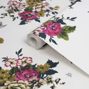 Joules Creme Cambridge Floral Smooth Wallpaper