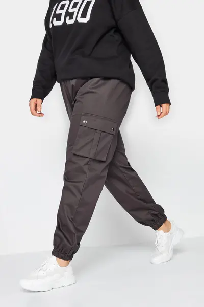 Yours Cuffed Cargo Trousers Charcoal