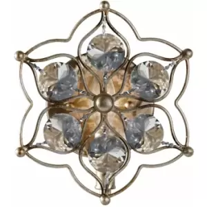 Loops - Wall Light Faceted Bauhinia Crystal Flower Design Burnished Silver LED E14 60W