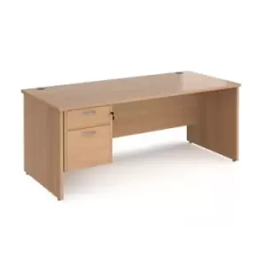 Office Desk Rectangular Desk 1800mm With Pedestal Beech Top And Panel End Leg 800mm Depth Maestro 25 MP18P2B