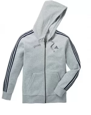 adidas Grey Essential 3S Full-Zip Hoodie