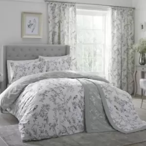 Dreams & Drapes Nora Blossom Woodland Print Reversible Duvet Cover Set, Green, Single