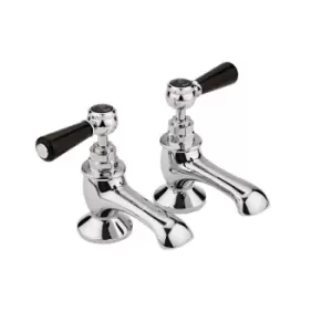 Hudson Reed Black Topaz With Lever Bath Taps - Chrome / Black